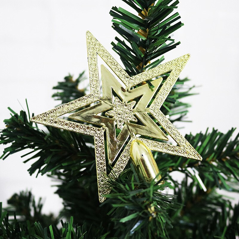 Gullstjerne juletre topp stjerne 3d fempunkts stjerne julebord topper juledekorasjon god jul
