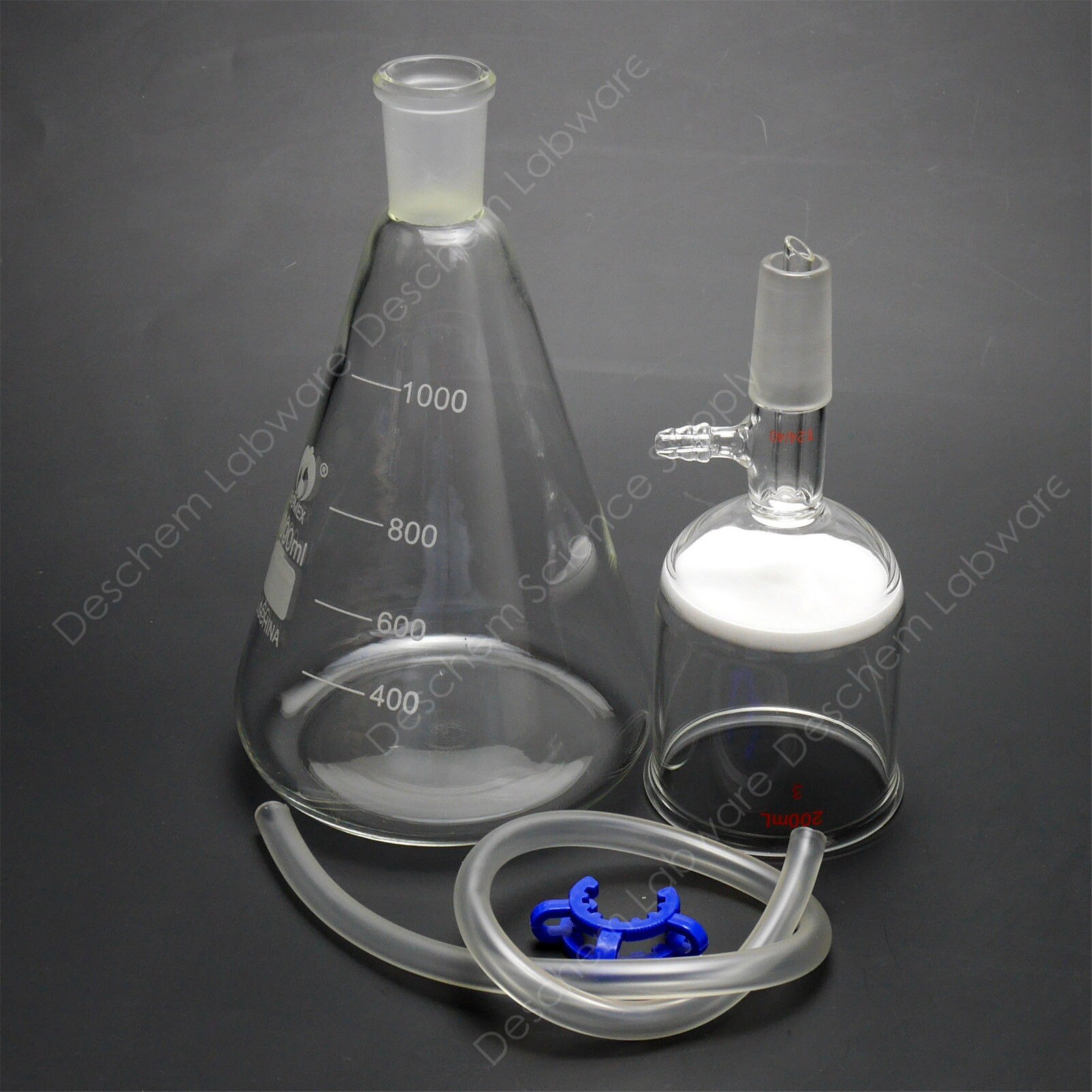 1000ml,Lab Suction Filtration Device,200ml Buchner Funnel,1Lit Erlenmeyer Flask