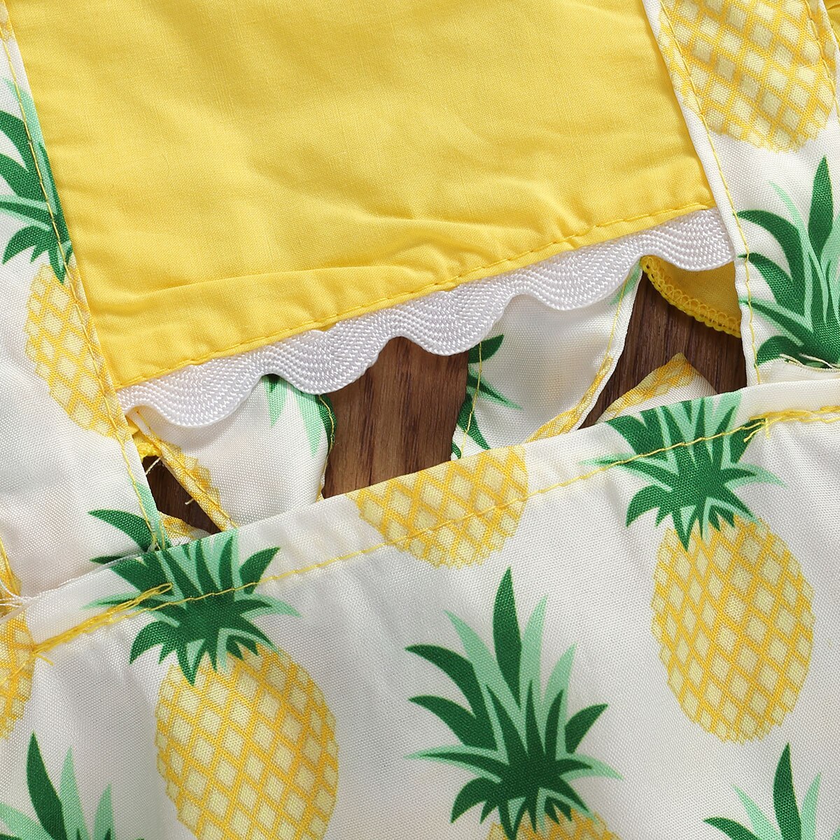 Citgeett zomer babykleding voor meisjes, korte uitlopende mouwen, pullover, bodysuit, ananas, flamingo print, kleding