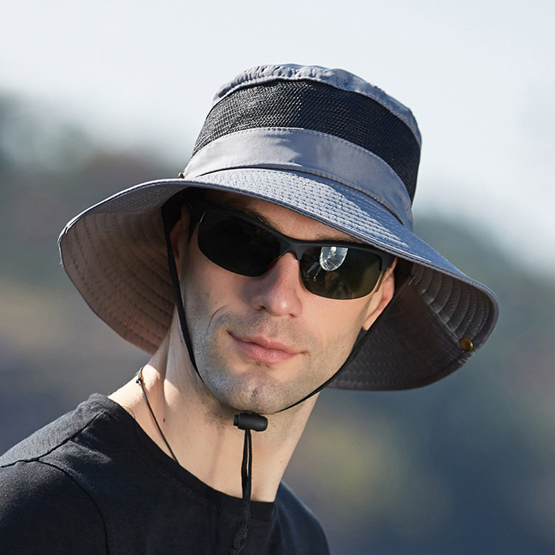Men and Women Mesh Breathable Fisherman Cap Casual Solid Color Bucket Hat Panama Caps Summer Sun Hat Motorcycle Hat Climbing Hat