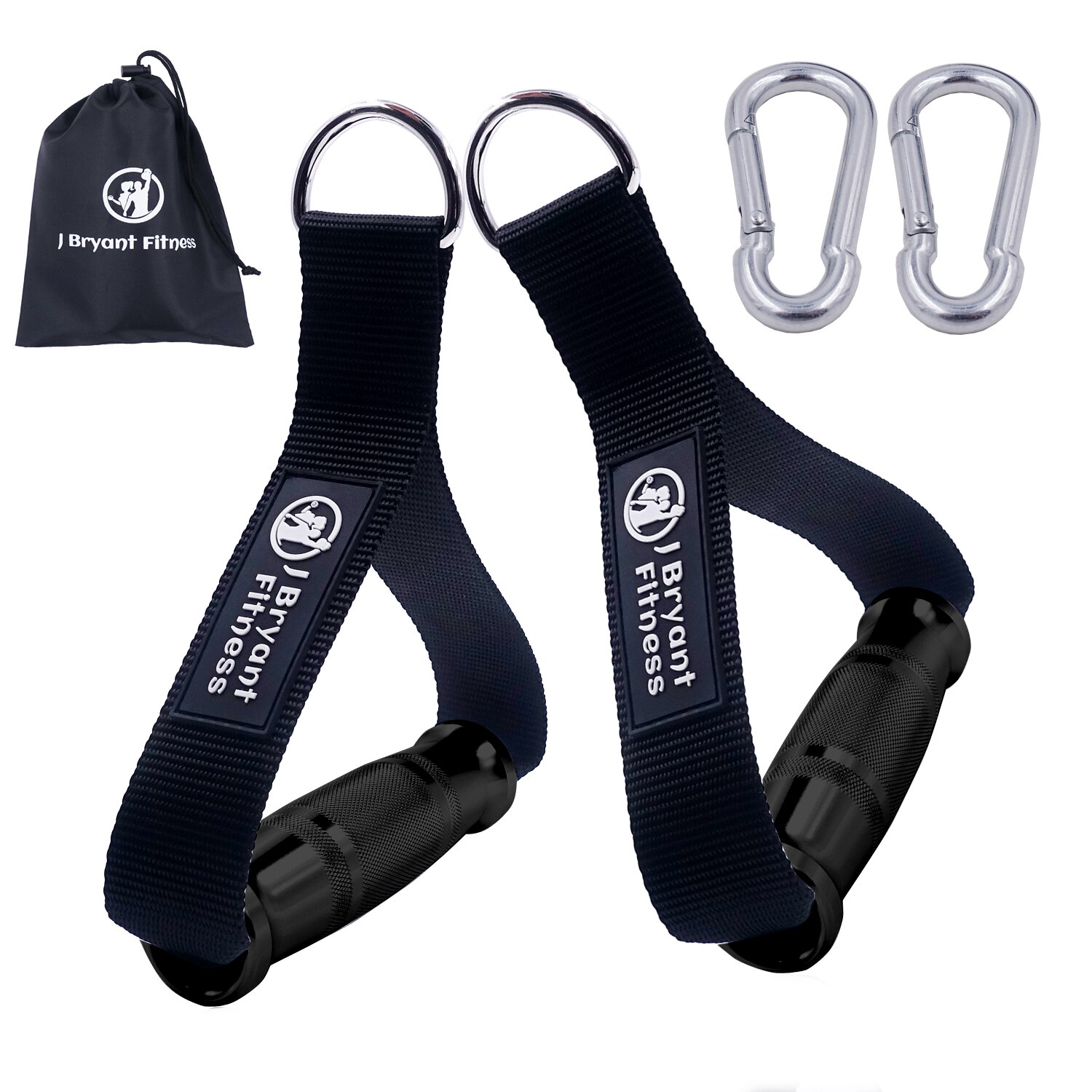 1 paio di impugnature per palestra in metallo resistente con gancio a D per fasce di resistenza per macchine a cavo tirare verso il basso attrezzature per il fitness a casa: nero grip  nero