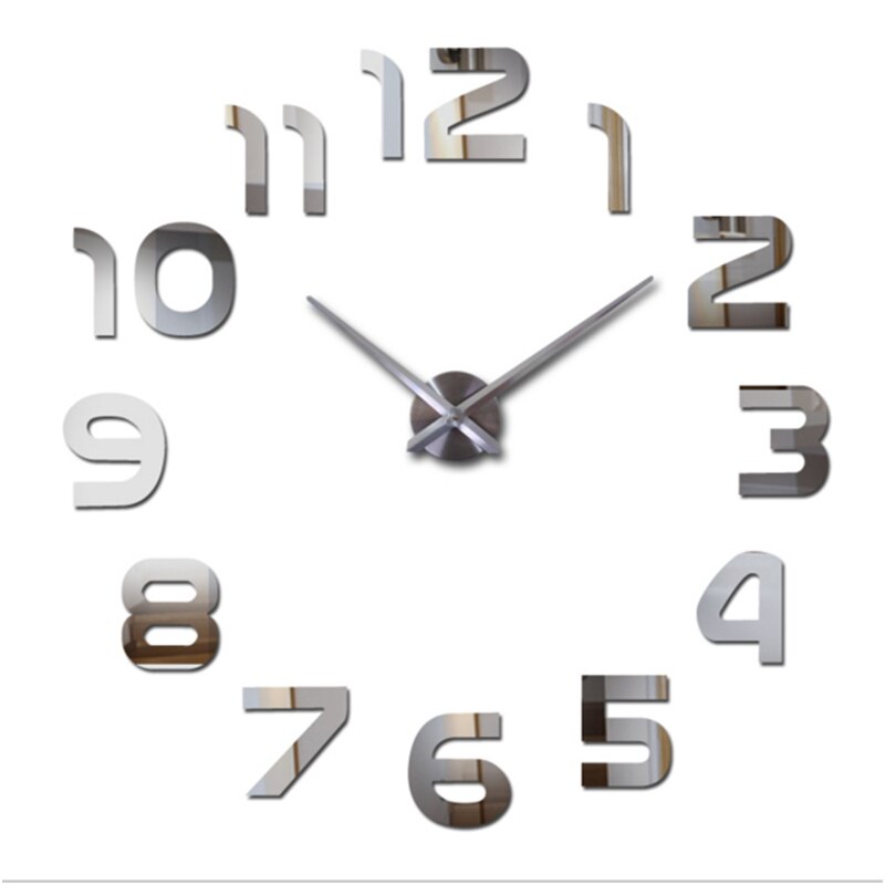 Luminous Large DIY Wall Clock In Wall 3D Acrylic Diy modern number Home Office Decor Luminou Watck Sticker Quartz Large: Silver / 37inch