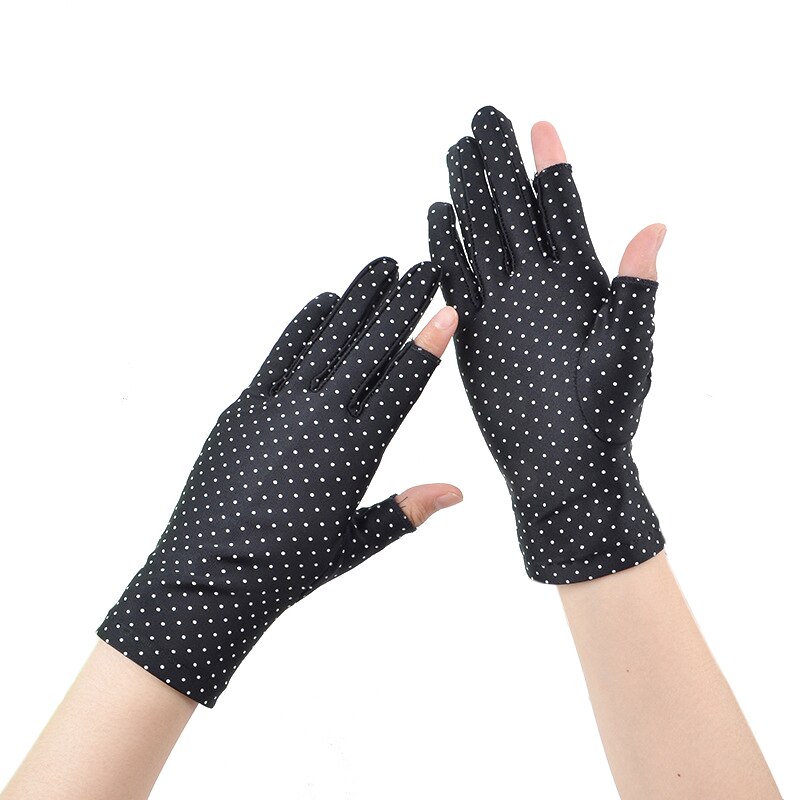1 par de guantes de muñeca de protección solar a la , guantes elásticos de punto con dos dedos para mujer, mitones Vintage de tela para conducir
