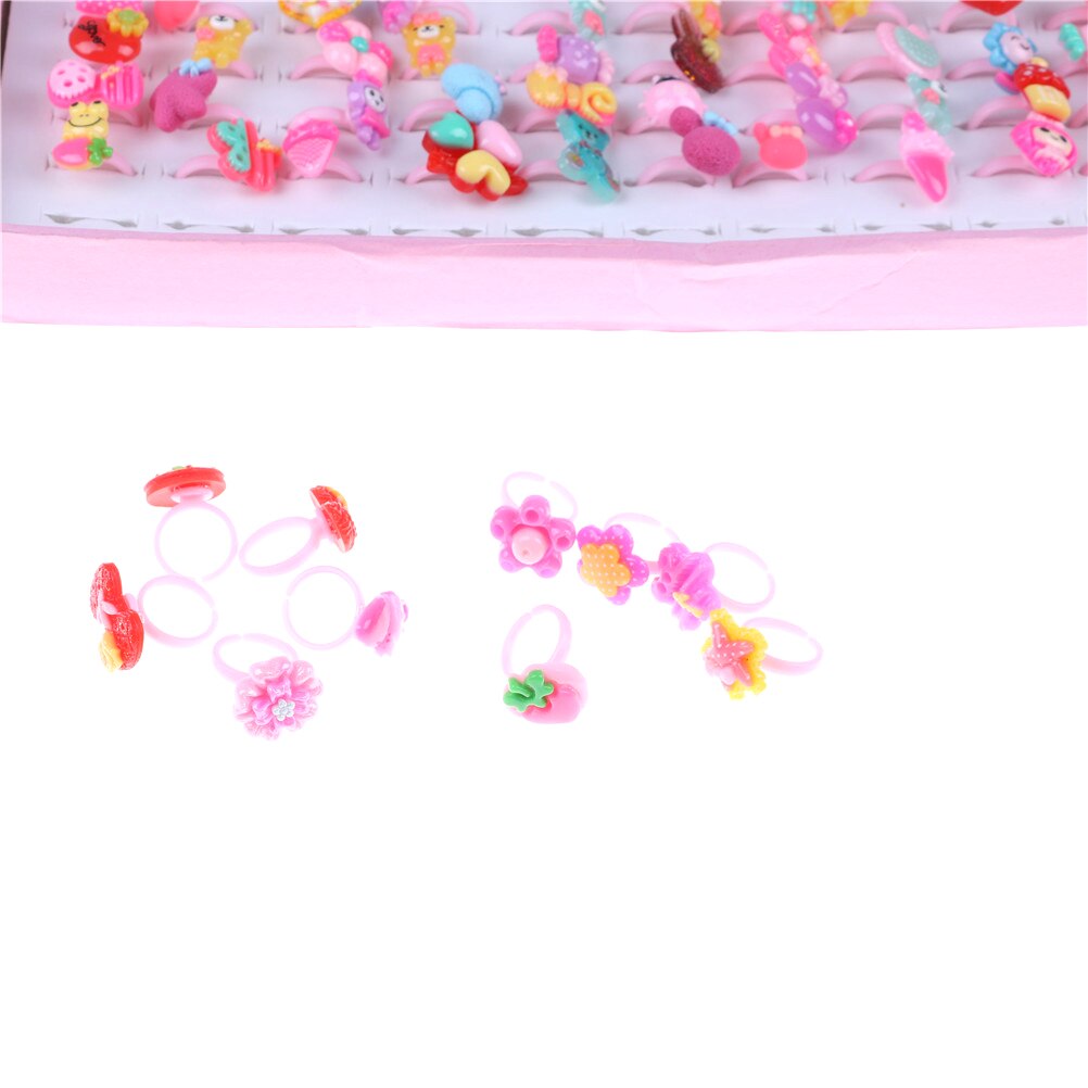 10Pcs/lot Mixed Cartoon Children/Kids Resin Rings Jewelry 3D Ring Jewelry Dia 1.8cm