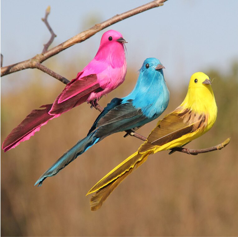 Long-19cm, Kleur Veer Vogel Simulatie Vogel Tuinieren Tak Decoratie Rekwisieten Schuim Vogel Veer Vogel Tuin Landschap