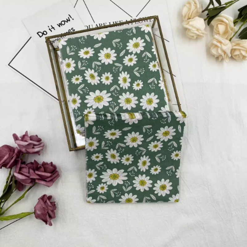 Kleurrijke Bedrukte Servetten Groene Bloemen Vierkante Mond Doek Servetten Hotel Bruiloft Tafel Setting Bloempapier Wegwerp Placemats