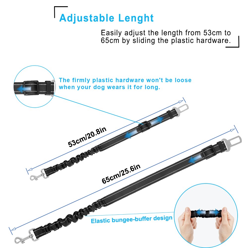 2 Stks/partij Hond Autogordel Verstelbare Anti-Shock Elastische Reflecterende Nylon Hondenlijn Voor Alle Size Cars & honden Huisdier Autogordel