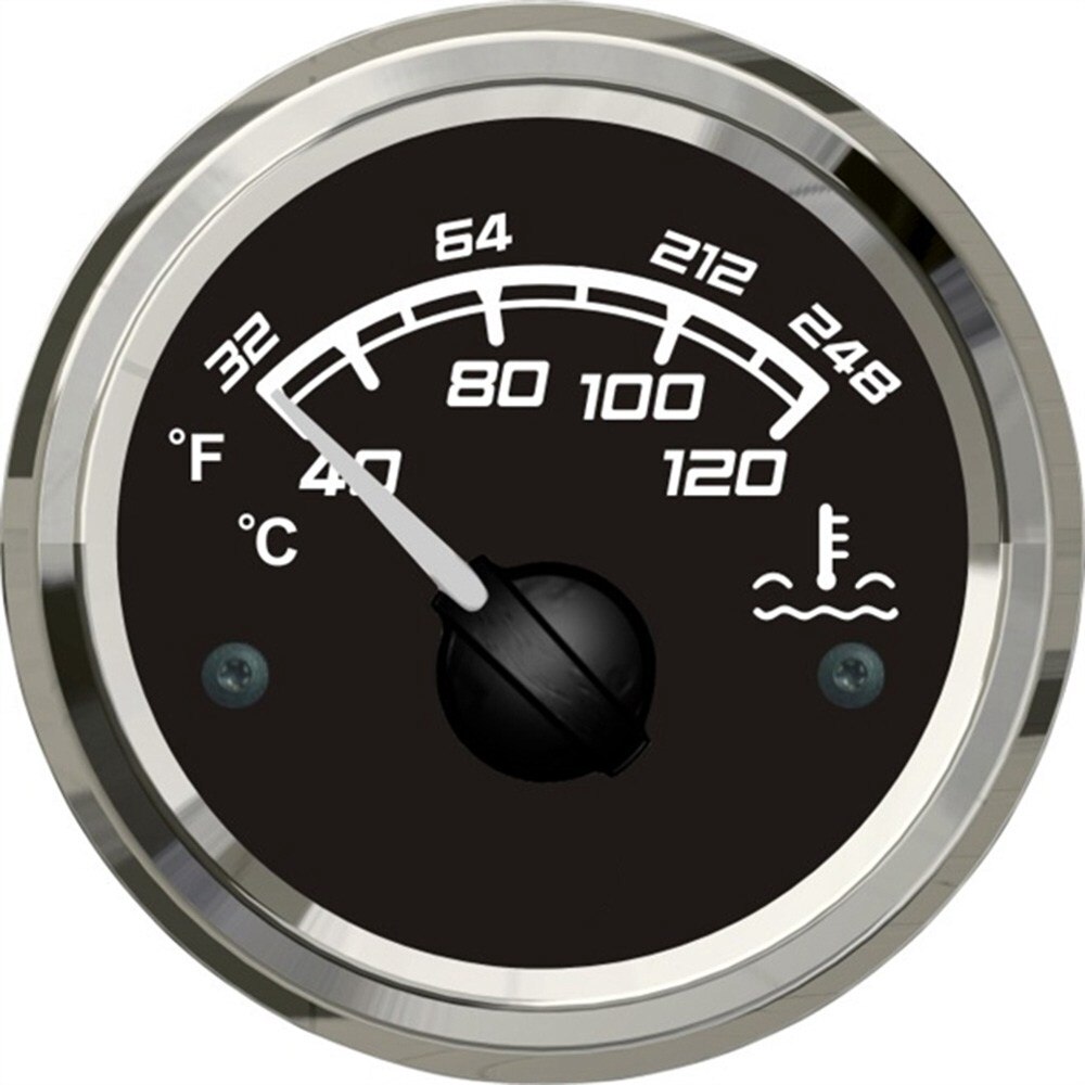 KUS Marine Water Temperature Gauge Boat Truck Car RV Water Temp Gauge Steel Bezel Black Face 40-120 Degree