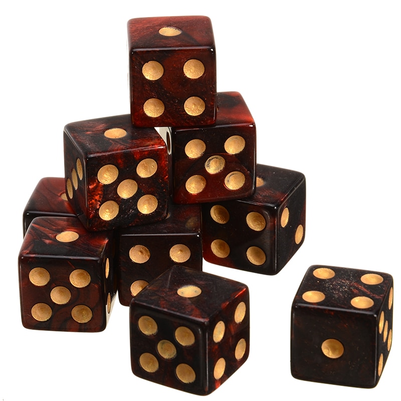 10pcs 6 Sided Dice 16mm Colorful Dice Round Corner Pearl Gem Dices Set Playing Table Games Entertainment Dice
