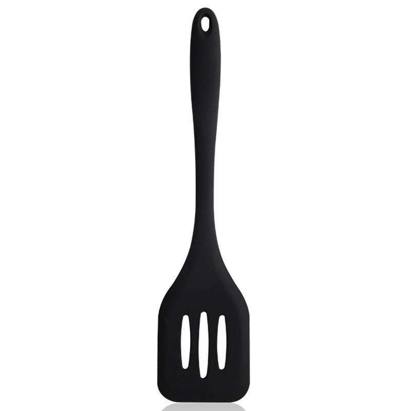 Silicone Turner Spatula Heat-Resistant Egg Fish Meat Vegetable Frying Stirring Slotted Spatulas Kitchen Cooking Utensils: Black