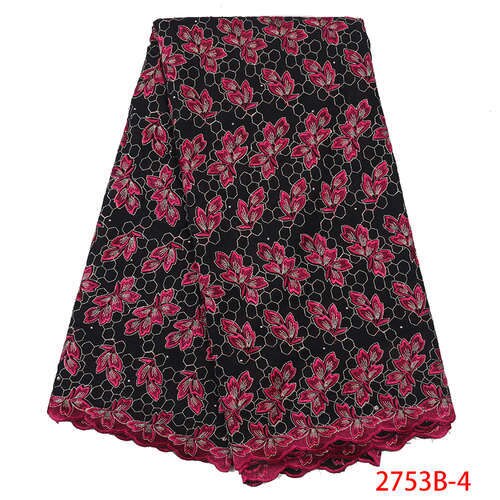 African Dry Lace Fabric Swiss Voile Lace In Switzerland Nigerian Cotton Lace Fabric with Stones KS2753B-4: Picture 4