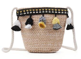 Barnväskor för flickor handväskor axel baby tofs mini bucket väskor barn söta stickade handväskor flickor crossbody väskor: Svart
