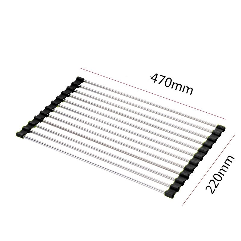 Foldable Dish Drying Rack Stainless Drainer above Sink Storage Organizer Tray Kitchen Accessories organizador de cocina: 470mmx220mm