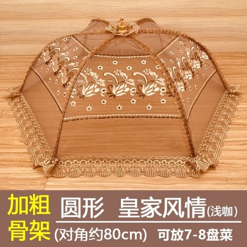 Dish cover good folding food cover dish cover large food umbrella cover lace: M51-80cm