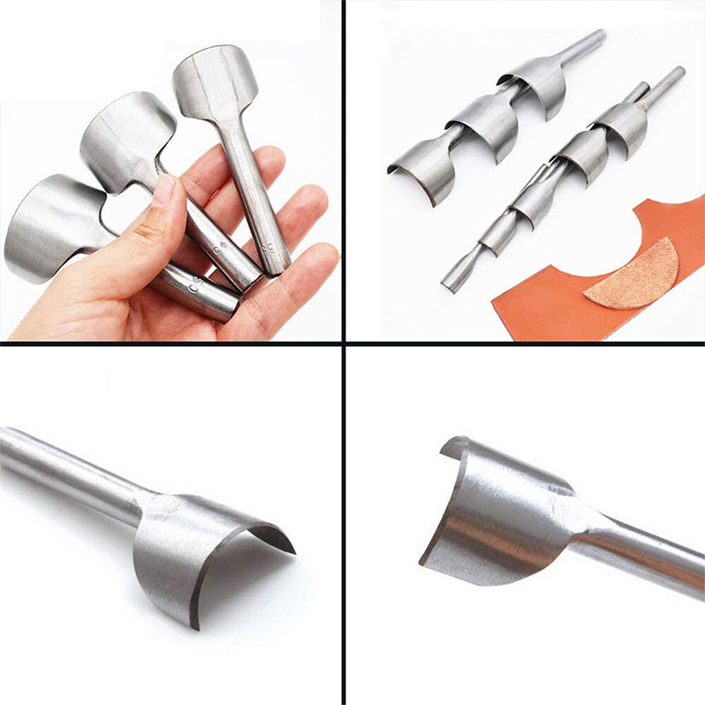 7pcs 10-40mm Leather Punch Half-round Cutting Tool Belt Edge Shape Cutter Kits Leather Corner Cutter Belt Hollow Puncher