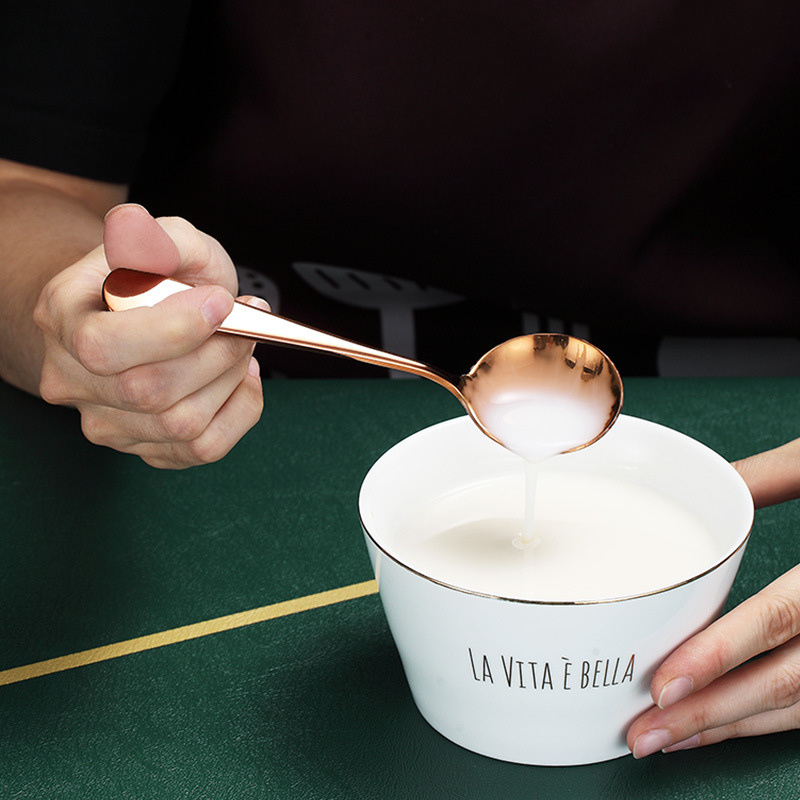 1pc Stainless Steel Round Head Spoon Long Handle Coffee Ice Cream Desserts Spoons Beautiful Tableware Housewares Kitchen