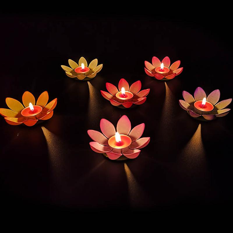 6 stk vand flydende lanterne flod lys til fødselsdag ønske lampe stearinlys vand lampe bedende lotus lampe (tilfældig farve)