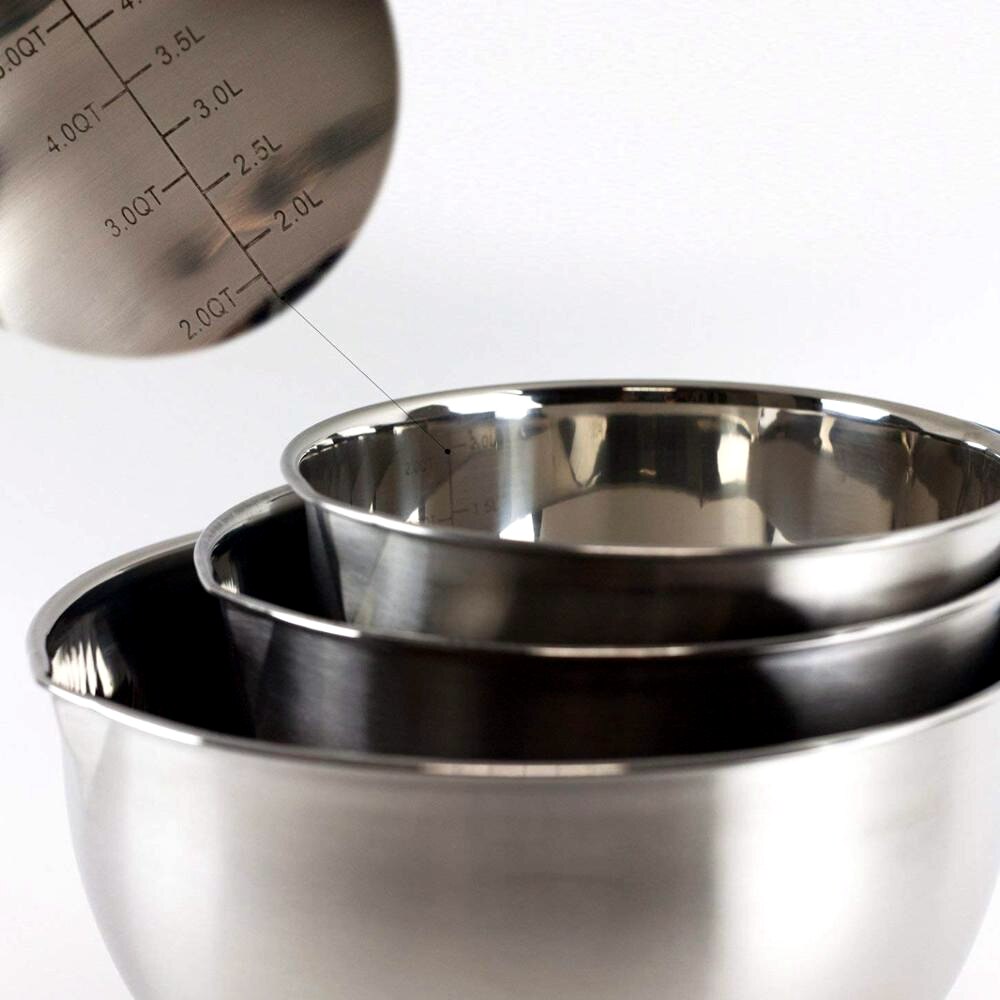 Edelstahl Schüsseln Mit deckel Griff Nicht-Unterhose Silikon Basis DIY Kuchen Backen Rührgerät Schüssel Salat Reibe Küche kochen Werkzeug