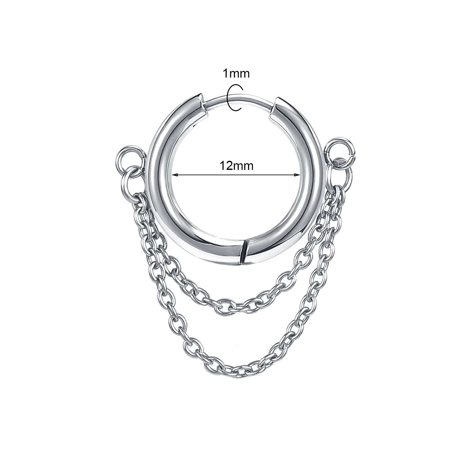 Zs 1Pc 20G Punk Zwaard Oorbel Rvs Kwastje Oorringen Zwarte Ketting Oor Hoepel Voor Dna Jongen crossear Piercing Sieraden: WHITE / Titanium Plated