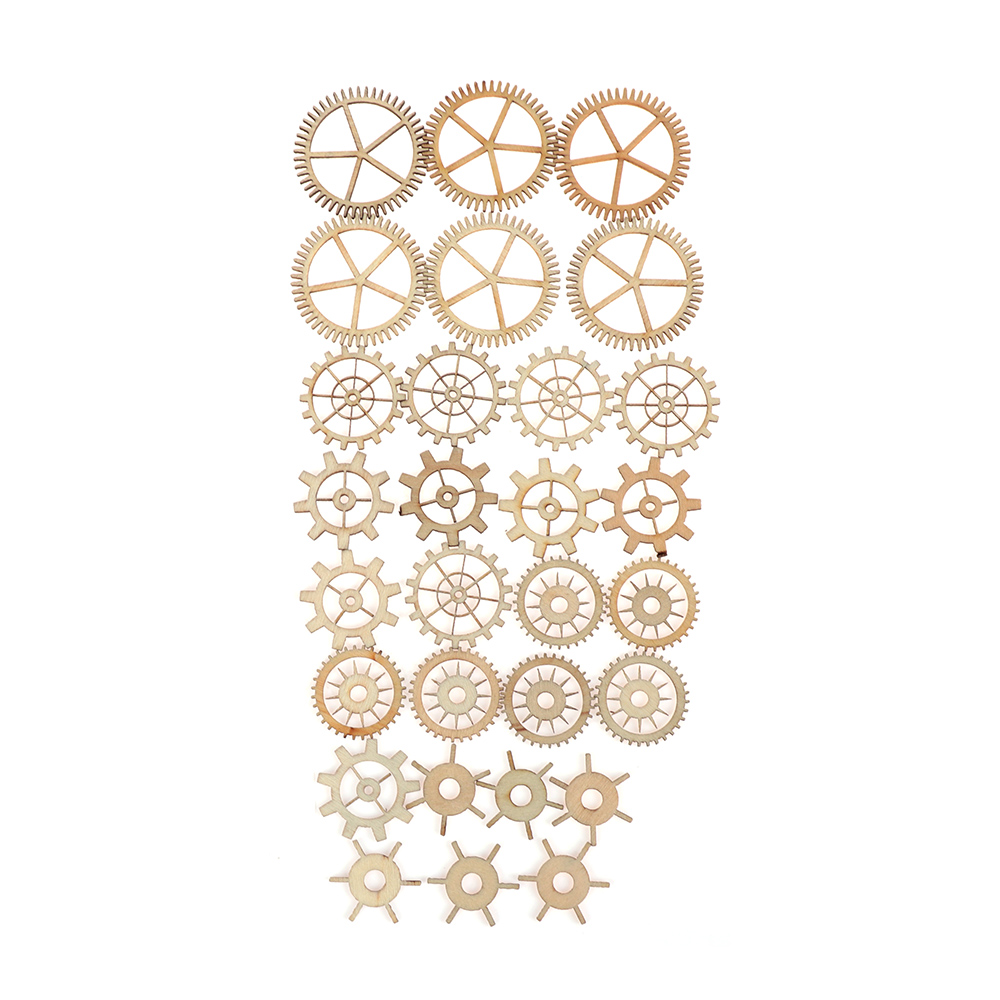 36 stk blandet træ håndværkshjul gear mønster rund hul scrapbog damp punk indretning udsmykning håndlavet kunsthåndværk