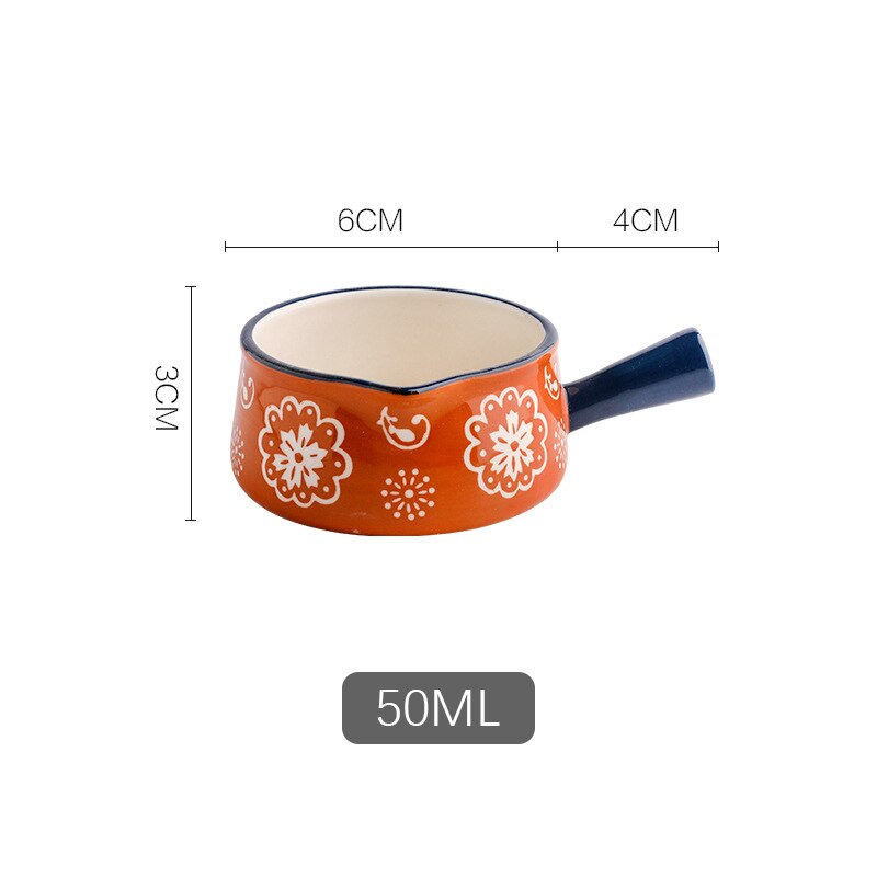 Ceramic Mini Milk Jug With Handle Japanese Sauce Saucer Coffee Sugar Bubble Pot Flower Pattern Kitchen Tableware: P