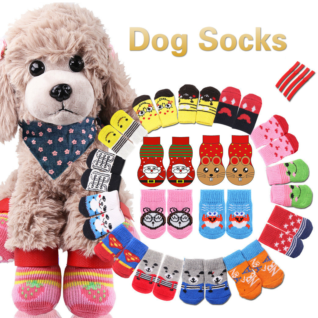 perro Calcetines Navidad Año mascotas Calcetines 4 unids/set Hond Perros Chien cachoro Dla Psa Gratis Para O Brasil Caes Calcetines