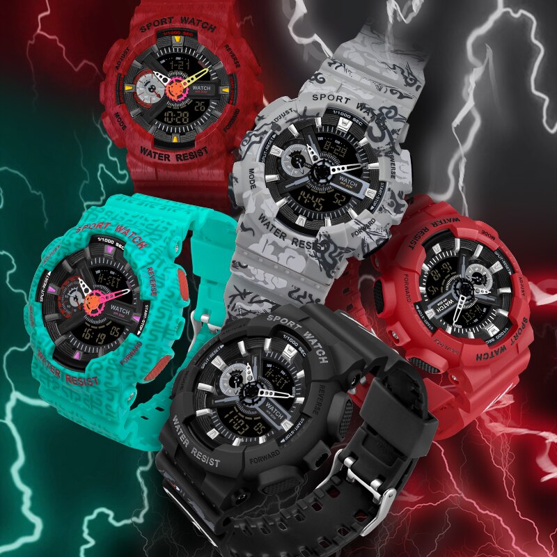 SANDA Elektronische LED Licht männer Uhren Zeiger Und Digital Armbanduhr Luxus Zählen Unten Stoßfest Uhr Herren Für Stunde