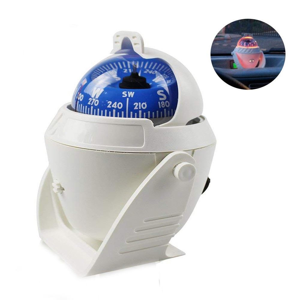 High Precision Marine Pivoting Compass Adjustable Boat Car Navigational Positioning Compass with LED Light