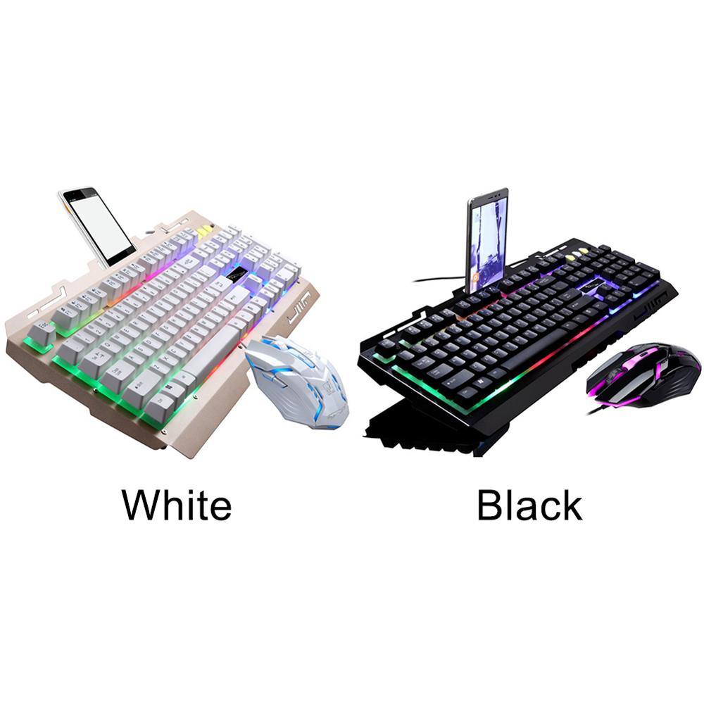 Trådbunden rgb led tangentbord mus set ergonomisk utbytbar laptop bakgrundsbelysning kit mekaniskt lysande spel