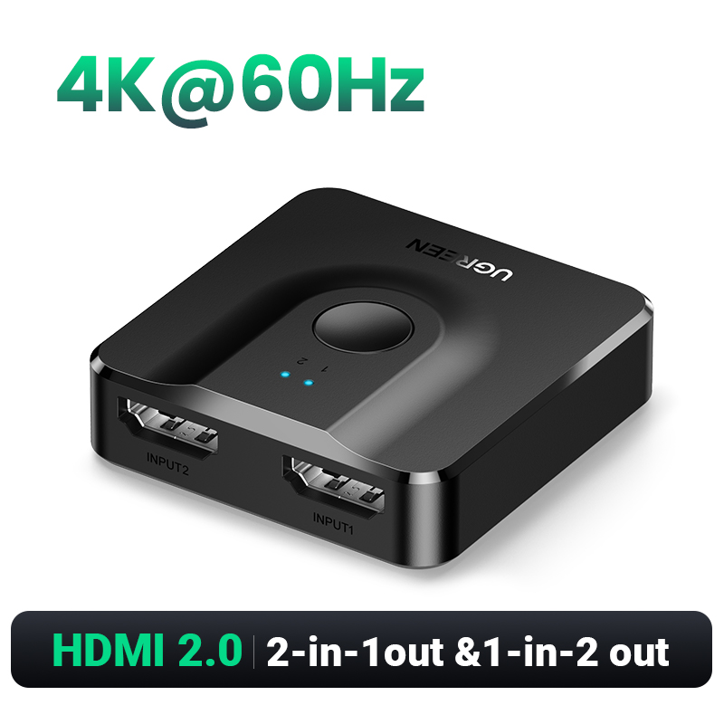 UGREEN rozdzielacz HDMI 4K dwukierunkowy przełącznik HDMI 1x 2/2x1 Adapter do PS4/3 TV, pudełko projektor kabel HDMI przełącznik HDMI rozdzielacz HDMI: Grey