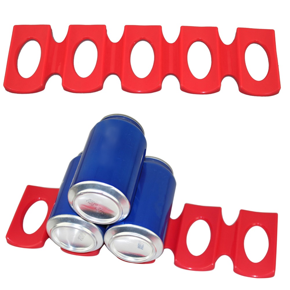 Rødt silikone køleskab dåse øl vin flaskeholder holder måtte stabling ryddeligt værktøj køkken gadgets silikone dåse holder måtte arrangør