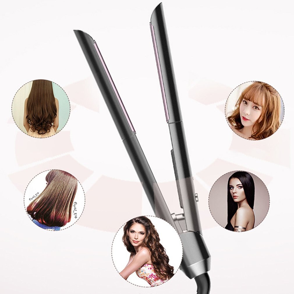 2 in 1 Dual Use Hair Curling & Straightening Iron Hair Straightener Hair Curler Wet & Dry Flat Iron Hair Styler