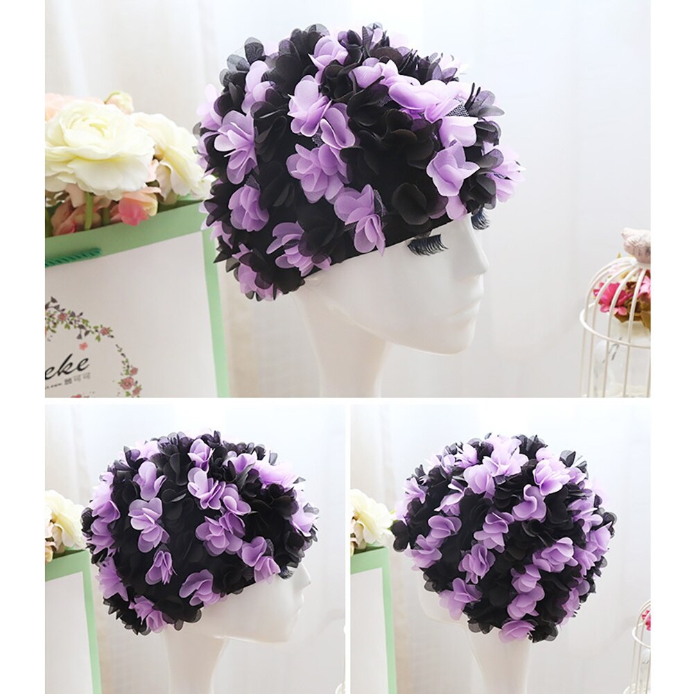 Vrouwen Bloemblaadje Badmuts Bloemen Bad Cap Voor Lang Haar Dames Zwemmen Zwembad Hoed Badmuts Nylon Tulband