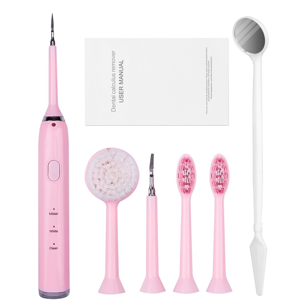 Electric Ultrasonic Dental Scaler USB Tooth Calculus Tool Sonic Remover Stains Tartar Toothbrush Whitening Oral Cleaning Machine: pink