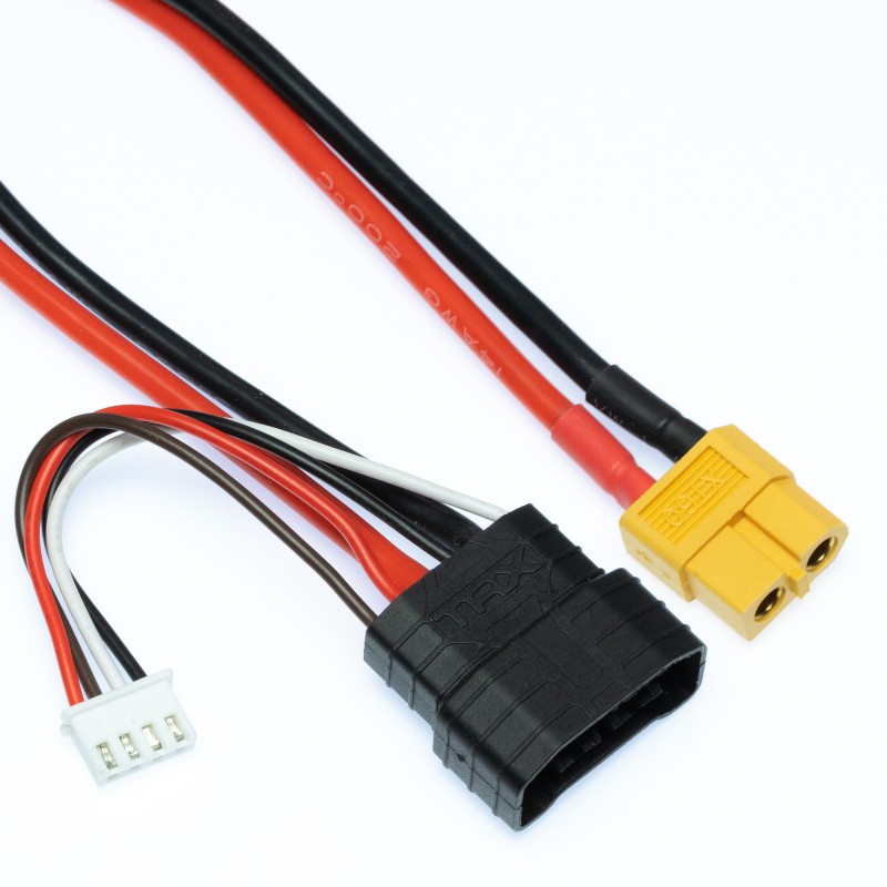 Cable adaptador de carga de batería Lipo 2S/3S/4S XT60 hembra a TRX Traxxas ID macho Cable de equilibrio de carga Cable 14awg 150mm