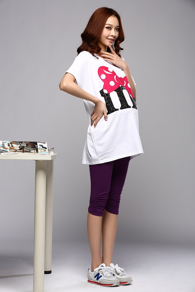 Pregnant Women Maternity Pants Leggings Silk Maternity Pants Seven Foot Mouth Fold Abdominal Pants Five
