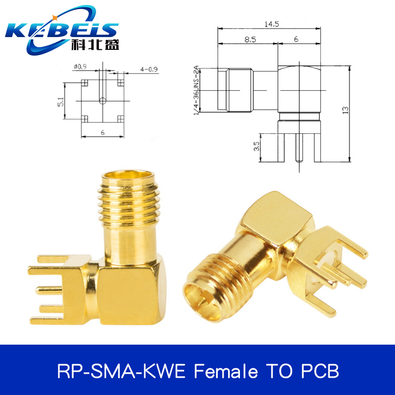2Pcs SMA SMA-KE/KWE/KHD Female Jack Male Plug Adapter Solder Edge PCB Straight Right angle Mount RF Copper Connector Plug Socket: Dark Grey