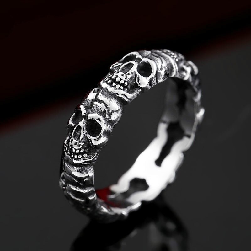 Boutique Stainless Steel Men's Ring Domineering Demon Skull Punk Rock Gothic Riding Boyfriend Jewelry