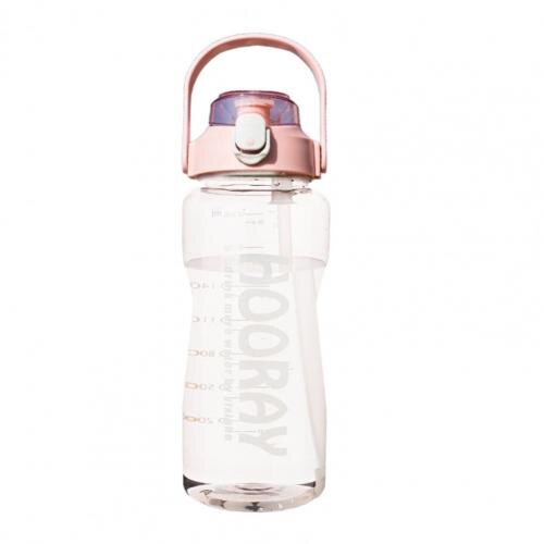 2000Ml Water Fles Food Grade Grote Capaciteit Plastic Transparant Drinkwater Fles Voor Kantoor: Roze