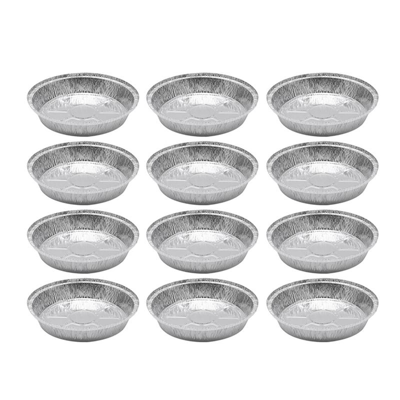 12/50 Stuks 1400 Ml Wegwerp Bbq Lade Pie Pannen Voor Zelfgemaakte Taarten Taarten Tin Folie Bowls 9 Inch Aluminiumfolie ronde (Zonder Deksel)