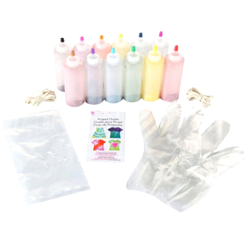 12 bouteilles tulipe permanente une étape cravate ensemble de teinture Kits de bricolage pour tissu Textile artisanat vêtements pour projets Solo colorants peinture