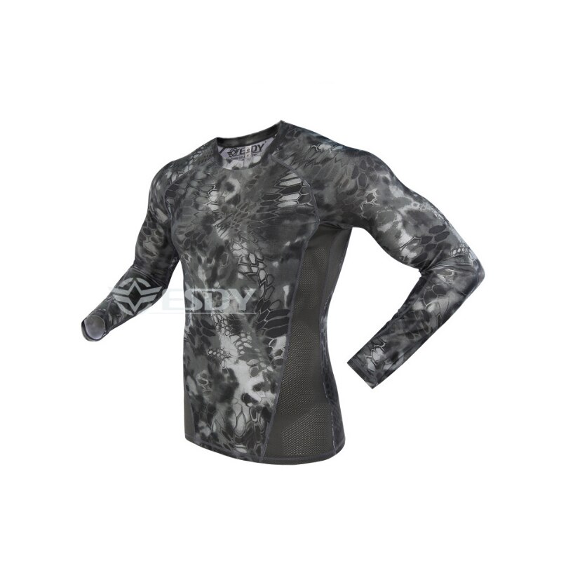 Printemps et automne serré hommes vêtements secs confortable respirant évacuation de l'humidité camouflage crêpe T-shirt à manches longues