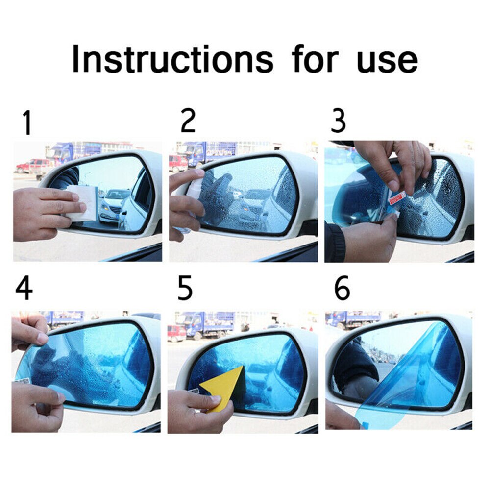 Kit Anti-Fog Film Diy 2Pcs Vervanging Set Lichtblauw Onderdelen Achteruitkijkspiegel