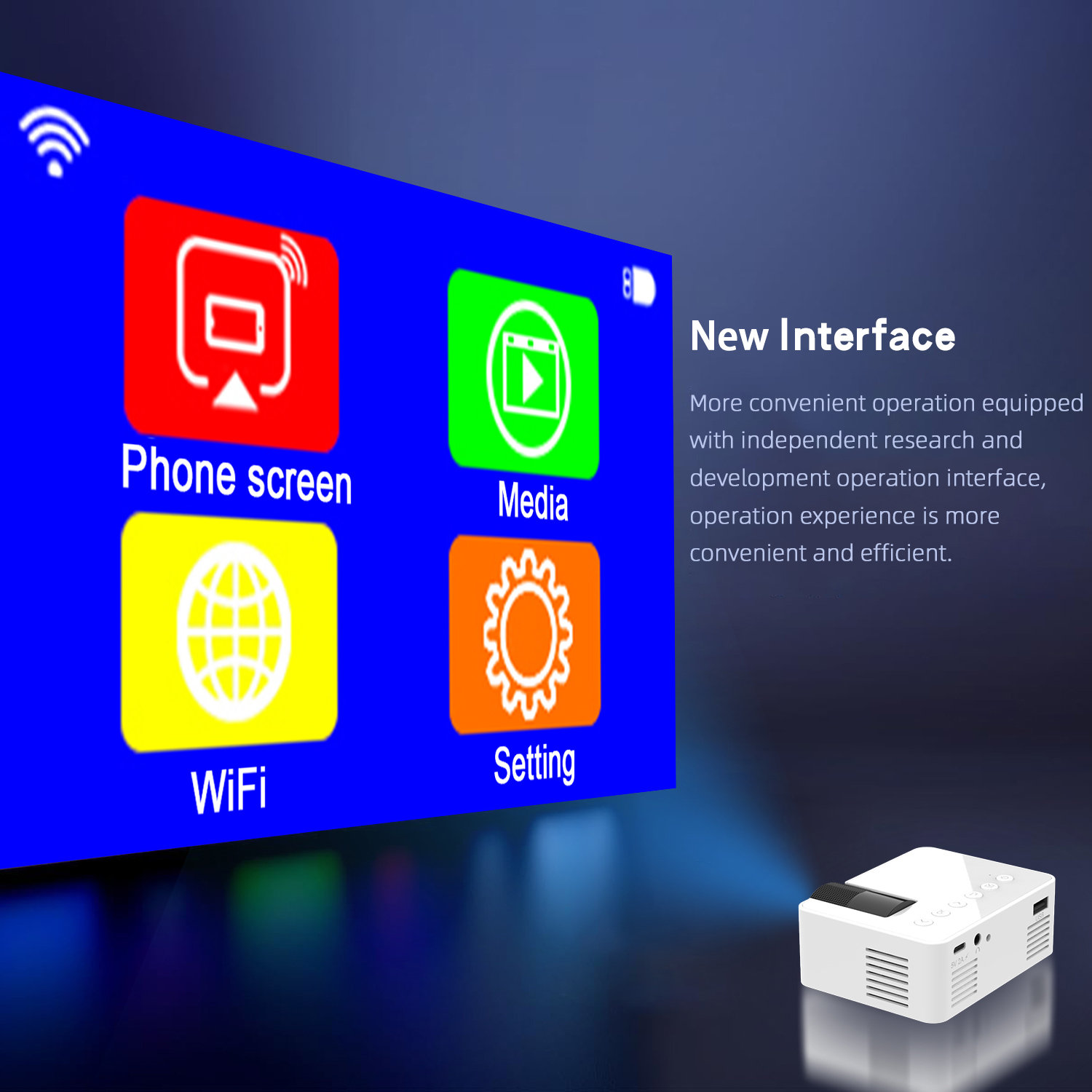 YT100 Entertainment Projector Multimedia Video Home Theater Outdoor Entertainment can be charged with a mobile power supply