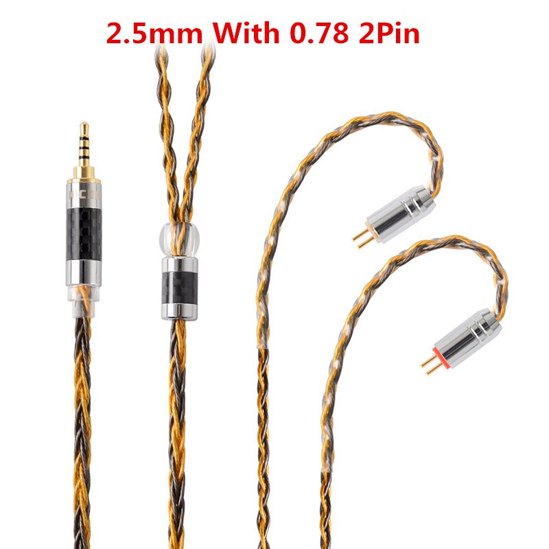 Nicehck  c8-1 8 core verzilverde 2.5/3.5/4.4mm gebalanceerde kabel  to 0.75 0.78 2 pin/mmcx connector hifi upgrade kabel voor  db3 tfz: 2.5 met 0.78 2 pin