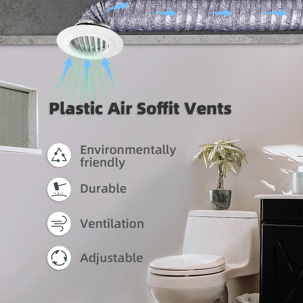 Adjustable Air Ventilation Cover Round Ducting Ceiling Wall Hole Abs Air Vent Grille Louver Kitchen Bath Air Outlet Fresh System
