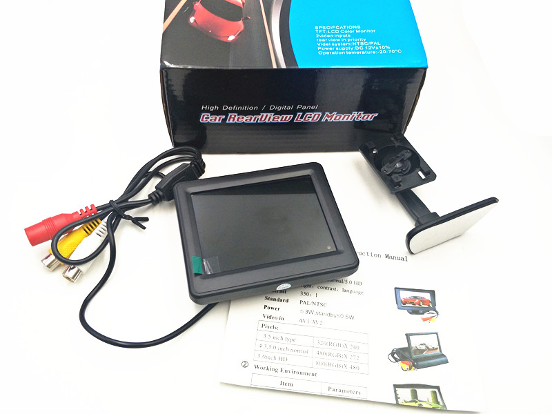 Beveiliging Tester Auto Monitor 3.5 Inch HD Black TFT LCD Monitor Achteruitkijkspiegel DVD Display
