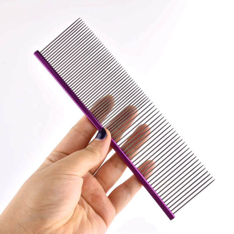 Pente de cabelo para animais de estimação, 16/19cm, para cachorro, gato, desembaraçador, corte de pele, despedida, escova, ferramenta de aliciamento para longo ​ Cabelo Encaracolado Pet