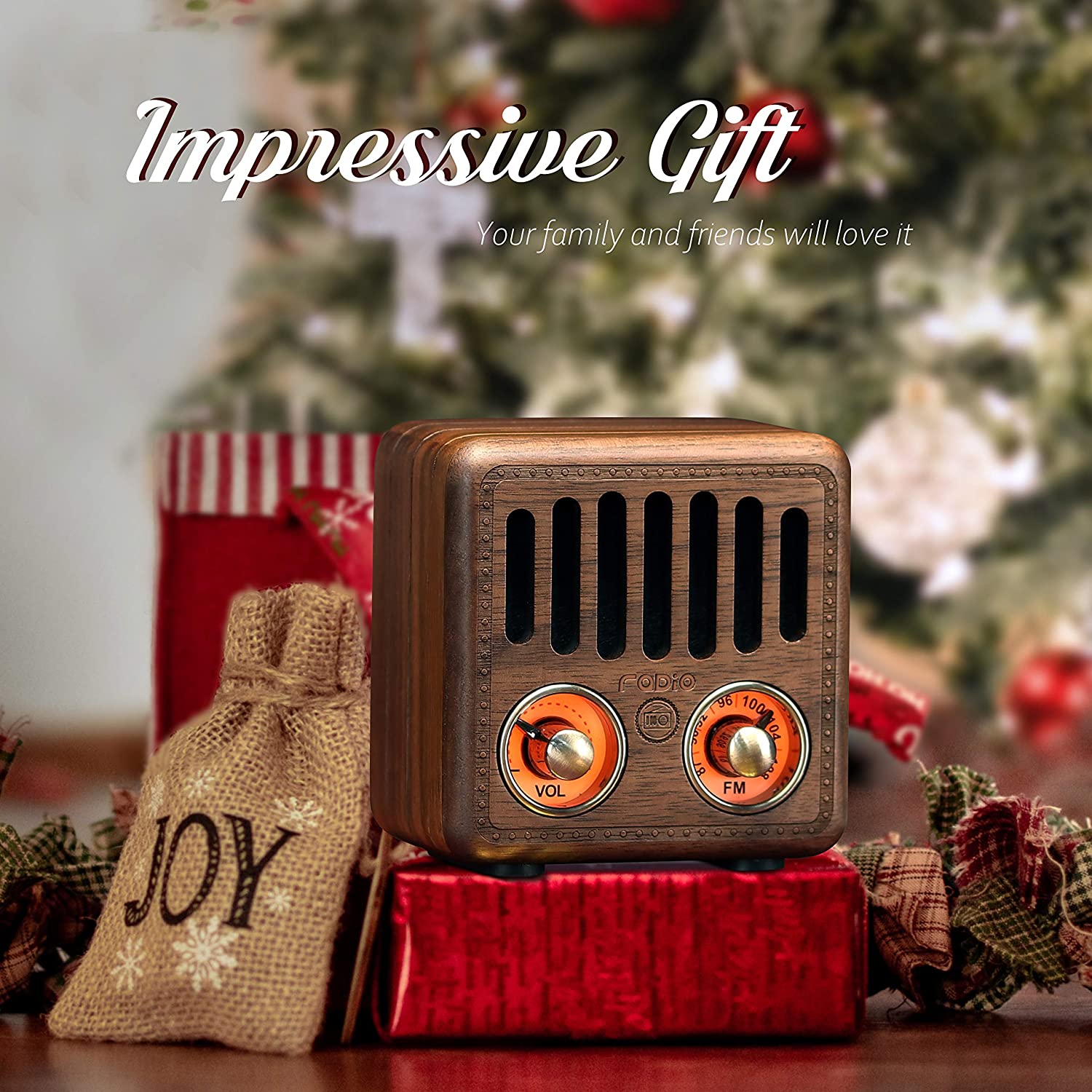 Mini altavoz portátil de madera maciza, Radio FM Retro, Bluetooth, estilo clásico antiguo