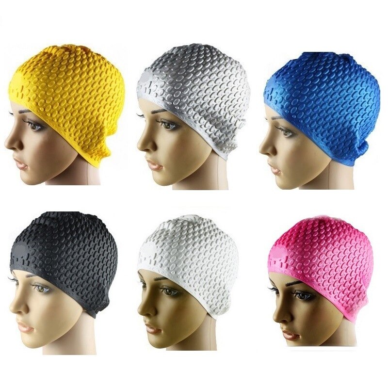 Silicone Swimming Cap Water Drops Adults Swim Pool Hat Waterproof Swim Caps Ear Protection Long Hair Unisex Bathing Hats